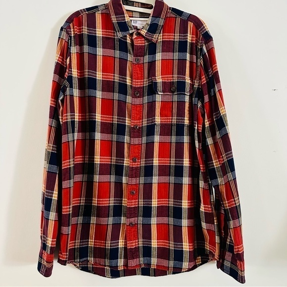 Gap Men's standard Fit - Plaid Flannel  Long Sleeve 100% Cotton Size Medium - Picture 1 of 7